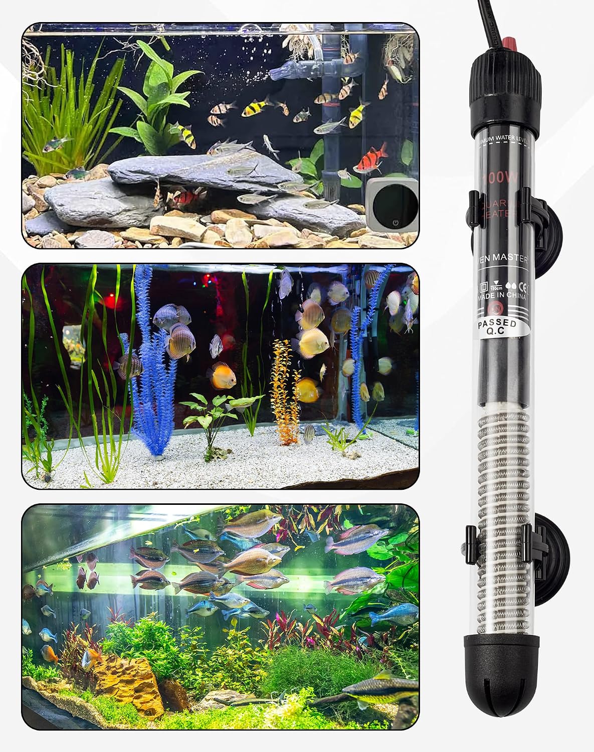 Aquarium Heizung 50W Aquarienheizer für 30-60 L Aquarien Heizer Aquarium Heizstab mit Temperatureinstellknopf 20-34°C Verdicktes Quarzglas + Saugnäpfen – Bild 8
