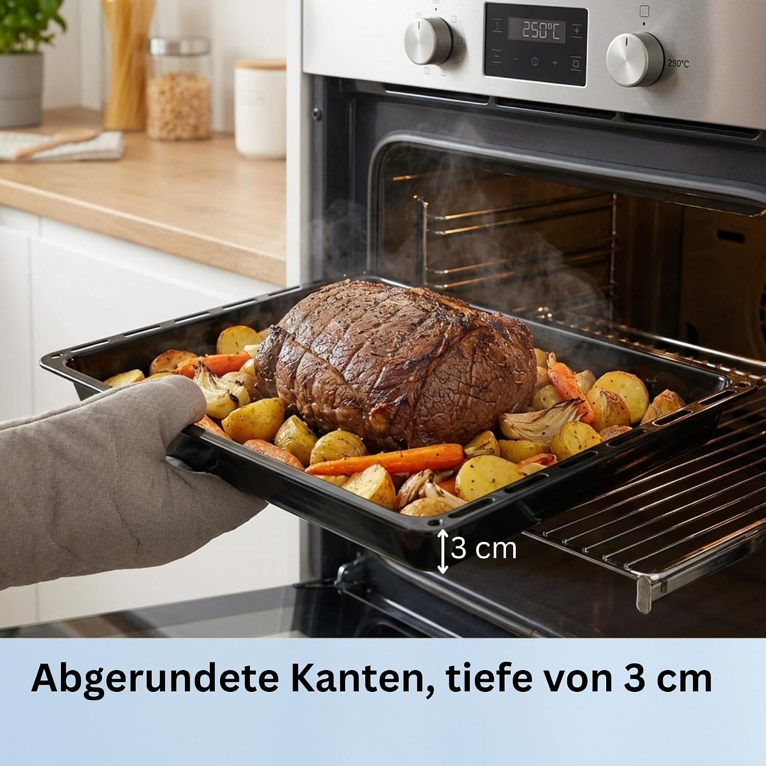 ICQN Backblech Set 455 × 375 × 30 mm, Kompatibel mit Bosch, Siemens, Constructa & Neff, Emaillierte Backbleche für Backofen & Herd – Bild 5