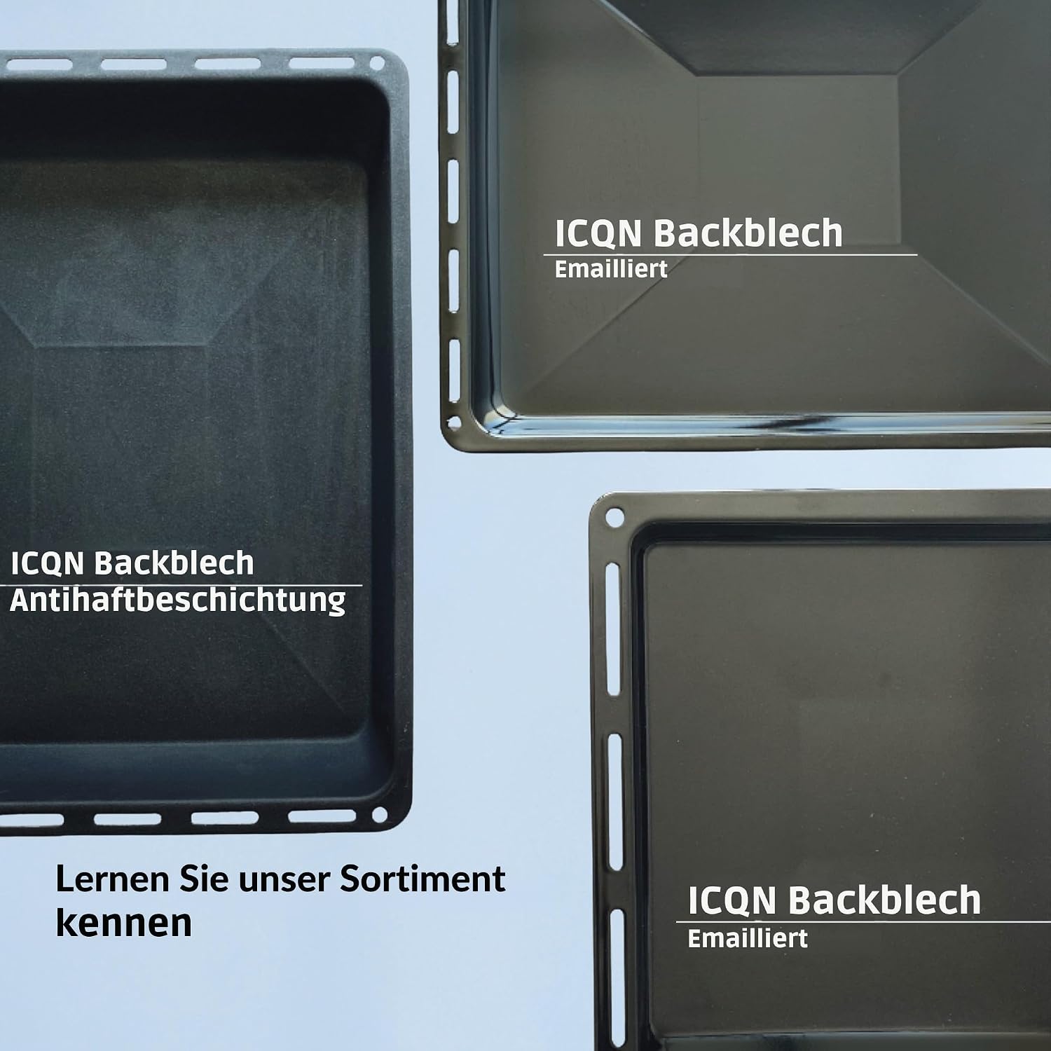 ICQN Backblech Set 455 × 375 × 30 mm, Kompatibel mit Bosch, Siemens, Constructa & Neff, Emaillierte Backbleche für Backofen & Herd – Bild 8
