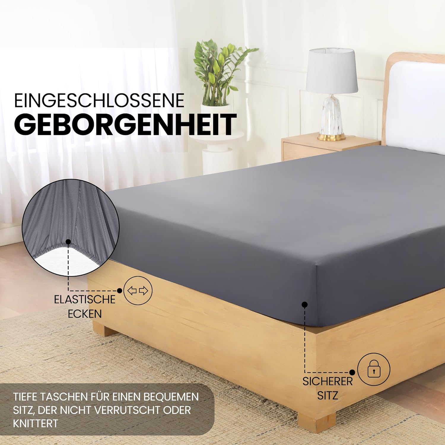 Utopia Bedding - Spannbettlaken 140x200cm - Grau – Bild 4