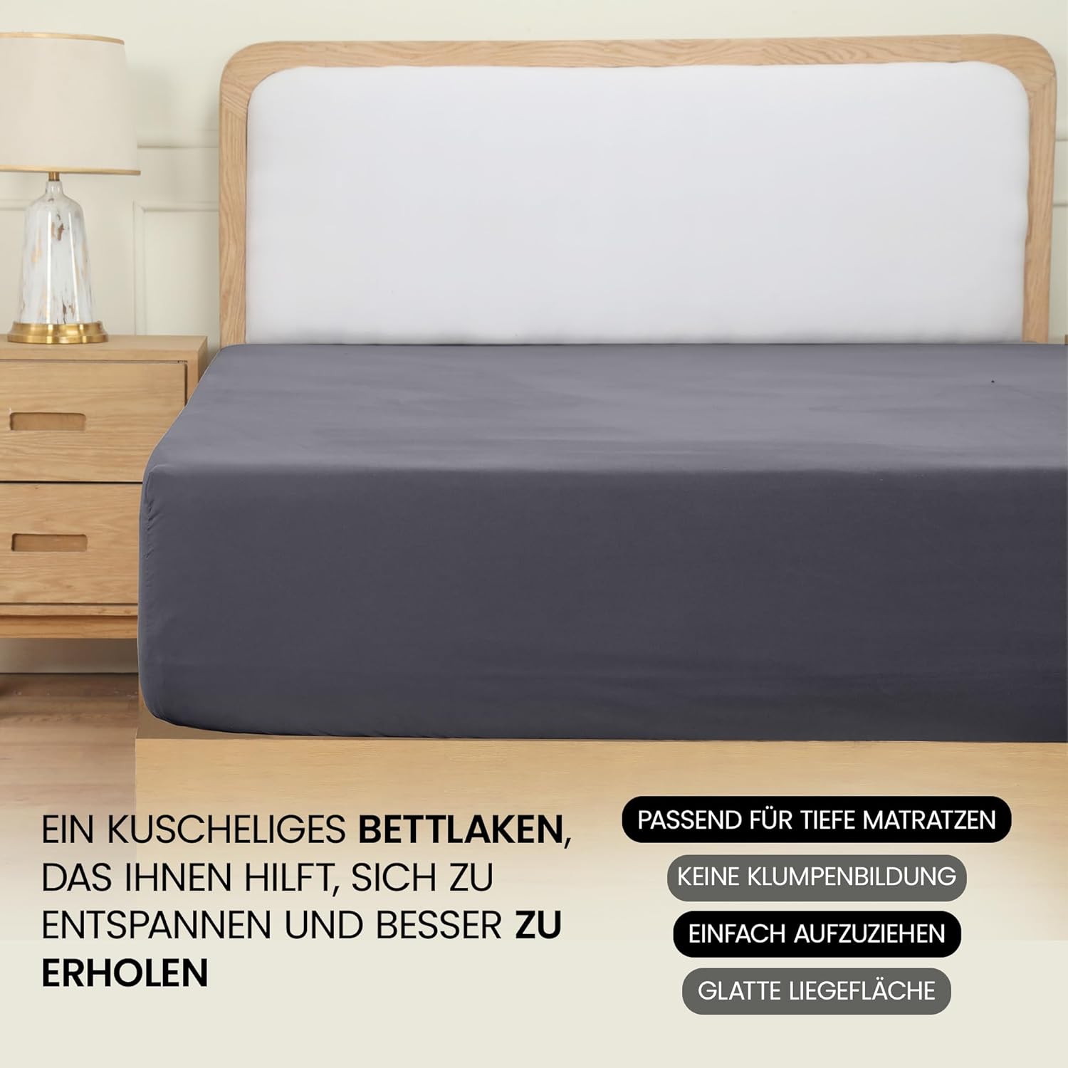 Utopia Bedding - Spannbettlaken 140x200cm - Grau – Bild 6
