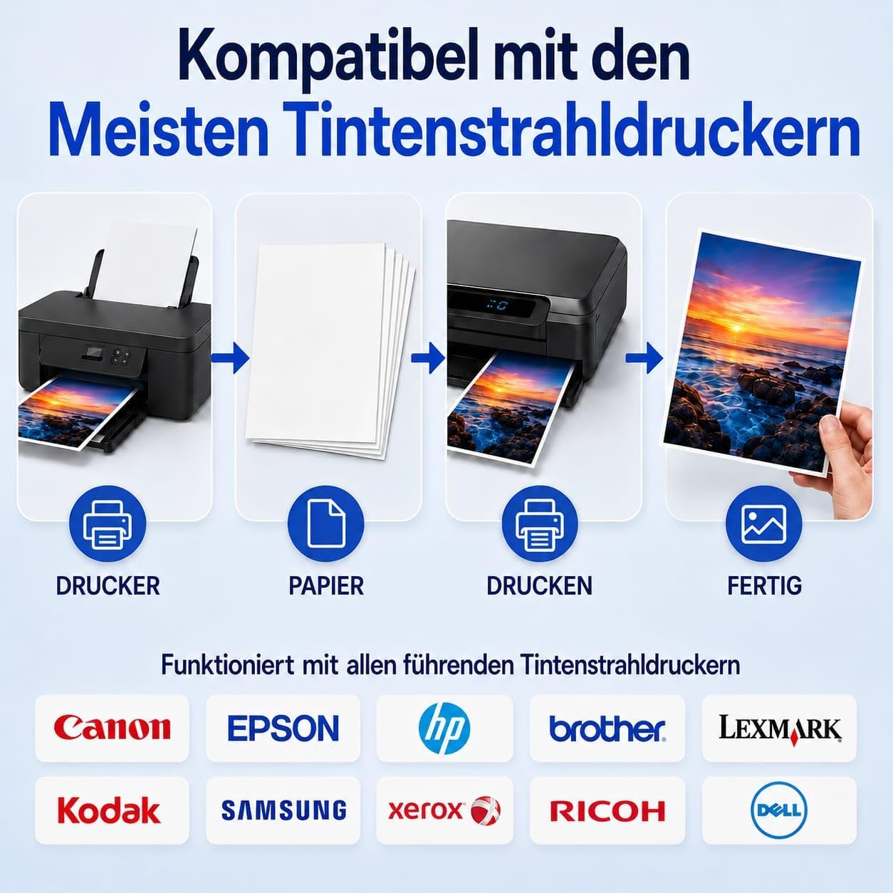 50 Blatt Fotopapier A4 hoch glänzend Tintenstrahldrucker 240g/m² Fotopapier Fotokarten Photokarten Sofort Trocken Wasserfest Hochweiß Fotoblätter – Bild 6