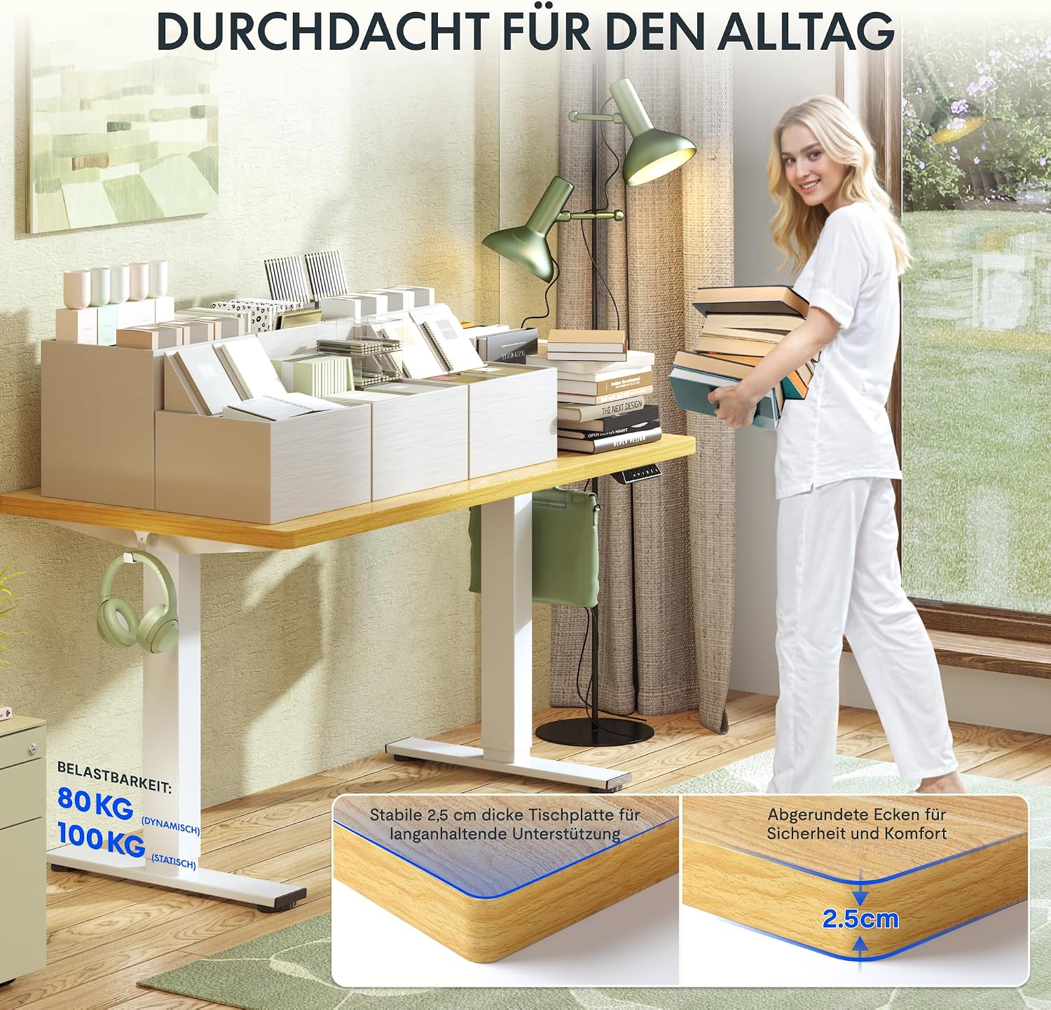 FLEXISPOT Höhenverstellbarer Schreibtisch Basic 160x80cm – Bild 4
