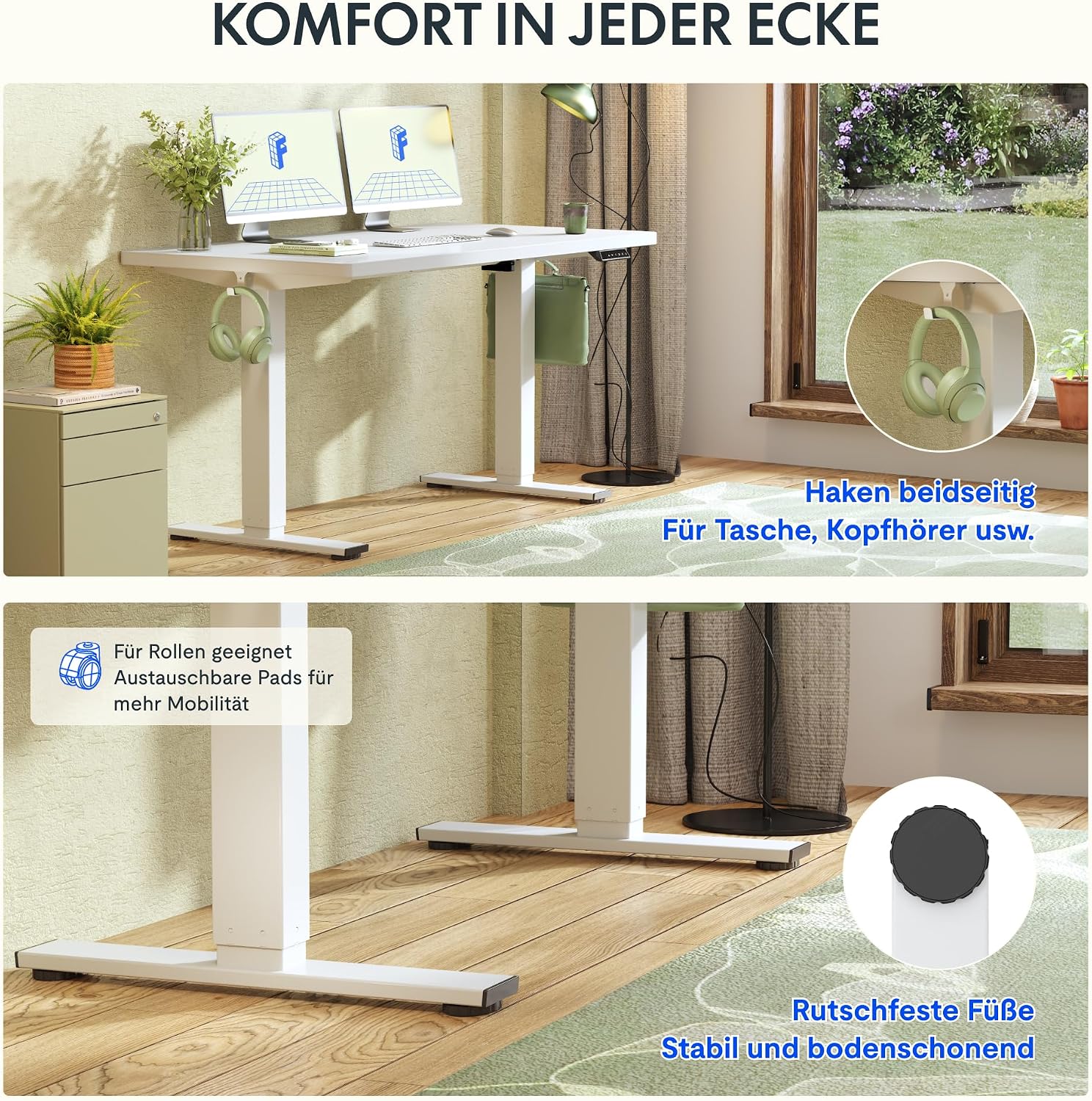 FLEXISPOT Höhenverstellbarer Schreibtisch Basic 160x80cm – Bild 5