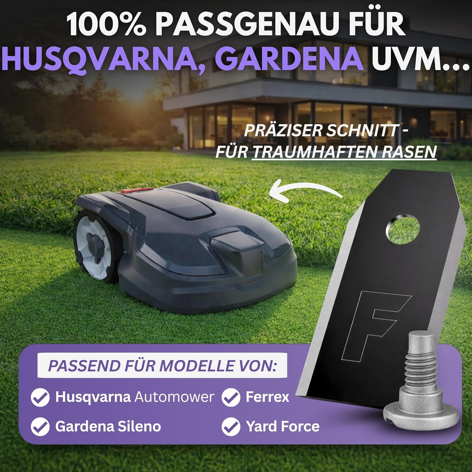 Filzada® 15x Mähroboter Messer Carbon kompatibel mit Husqvarna Automower – Bild 2