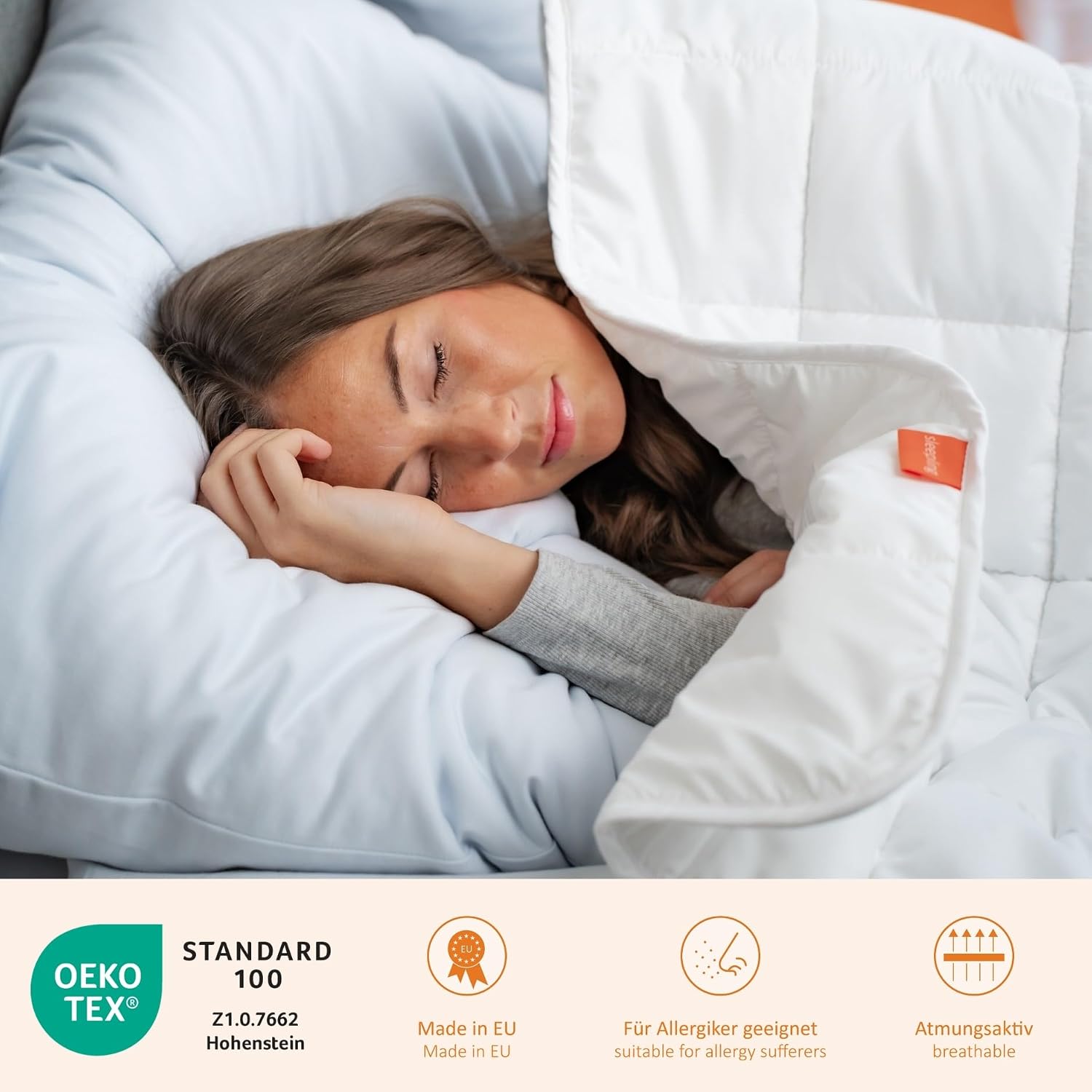sleepling Kopfkissen 40x80 cm 2er Set , Allergiker Kissen, Komfort 100 – Bild 4