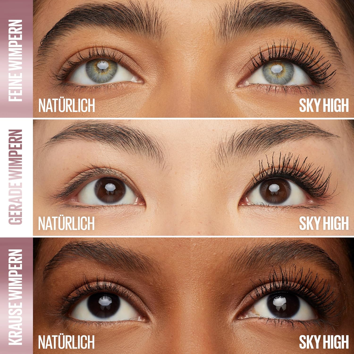 Maybelline New York Sky High Cosmic Black Mascara für extreme Länge & kosmisches Volumen, Ultra-schwarze Wimperntusche mit extra Pigmenten, Tower Flex Bürste & Bambusextrakt für maximale Definition – Bild 4