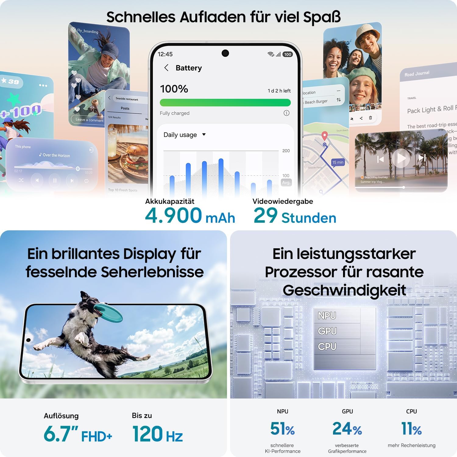 Samsung Galaxy S26 FE AI Smartphone mit Galaxy AI, Blueberry, 256 GB – Bild 6