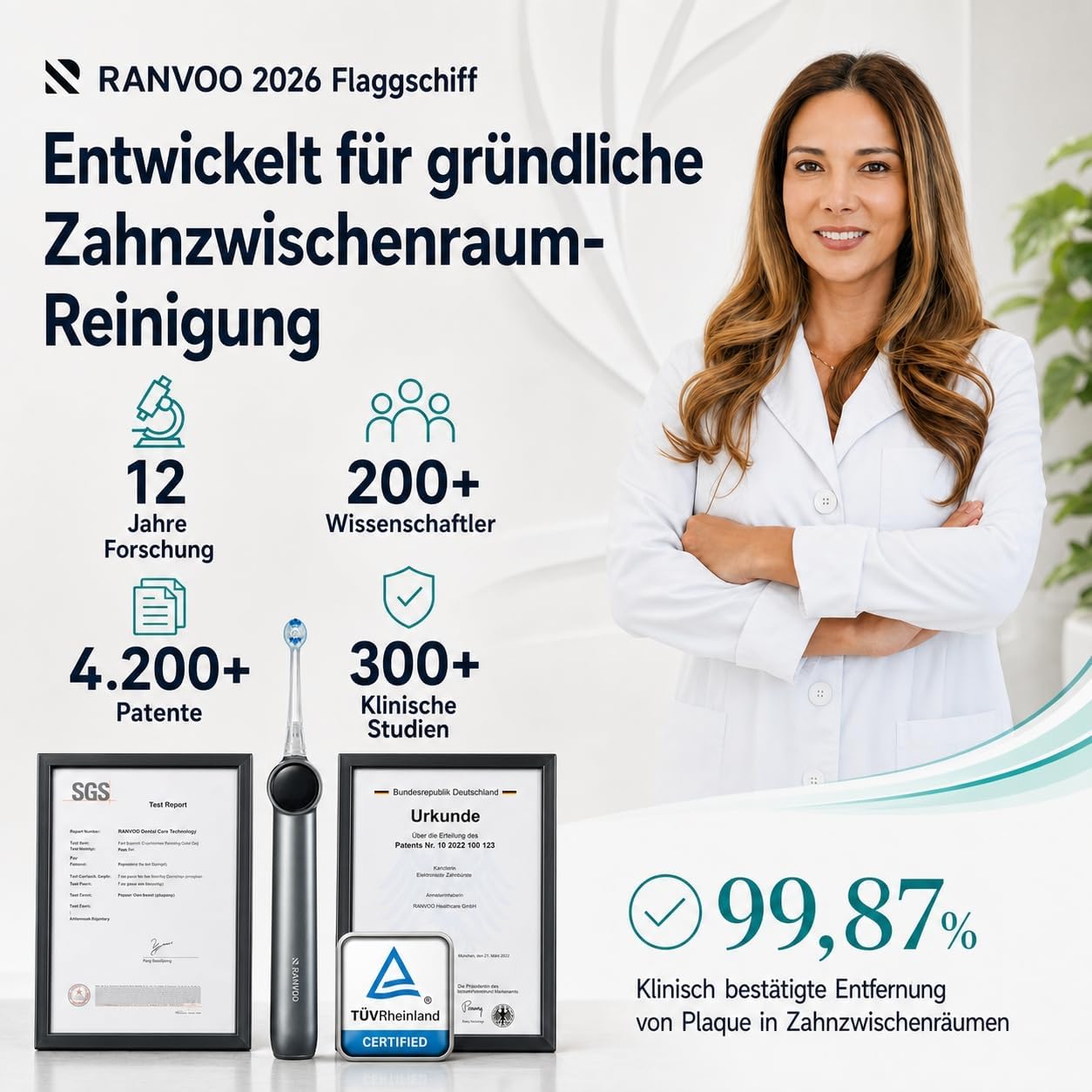 AirJet X5 Elektrische Zahnbürste, Tiefenreinigung, Stahlblau | 100% Plaque-Entfernung, 7-Tage-Aufhellung, Zahnfleischpflege, für Zahnspangen, 60 Tage Akku, 3 Köpfe, zahnärztlich empfohlen – Bild 5