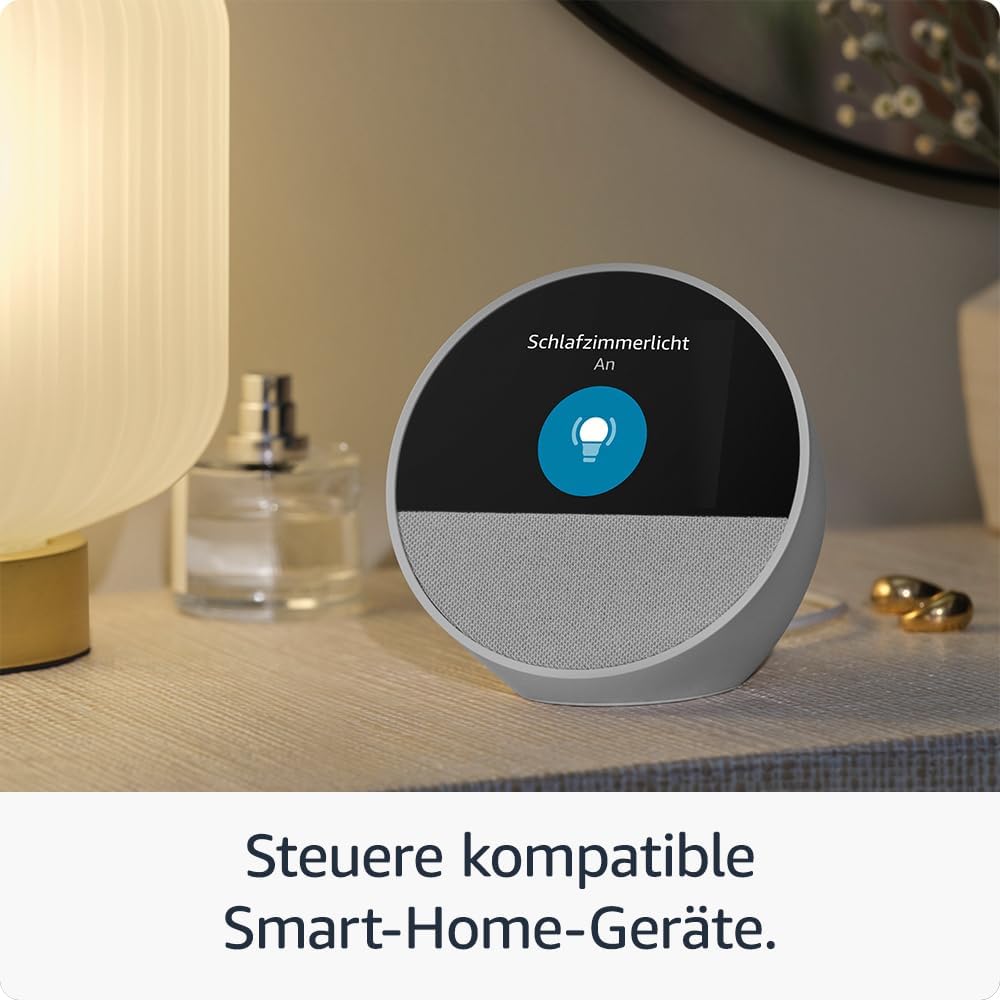 Zertifiziert und generalüberholt Amazon Echo Spot (2024), smarter Wecker mit sattem Klang und Alexa, Blau – Bild 6