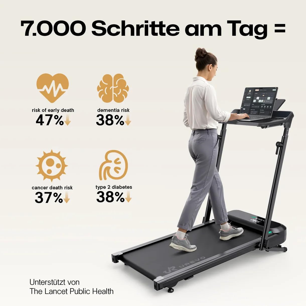 UREVO Smart Laufband mit Auto-Steigung und Schreibtisch-Workstation – Bild 2