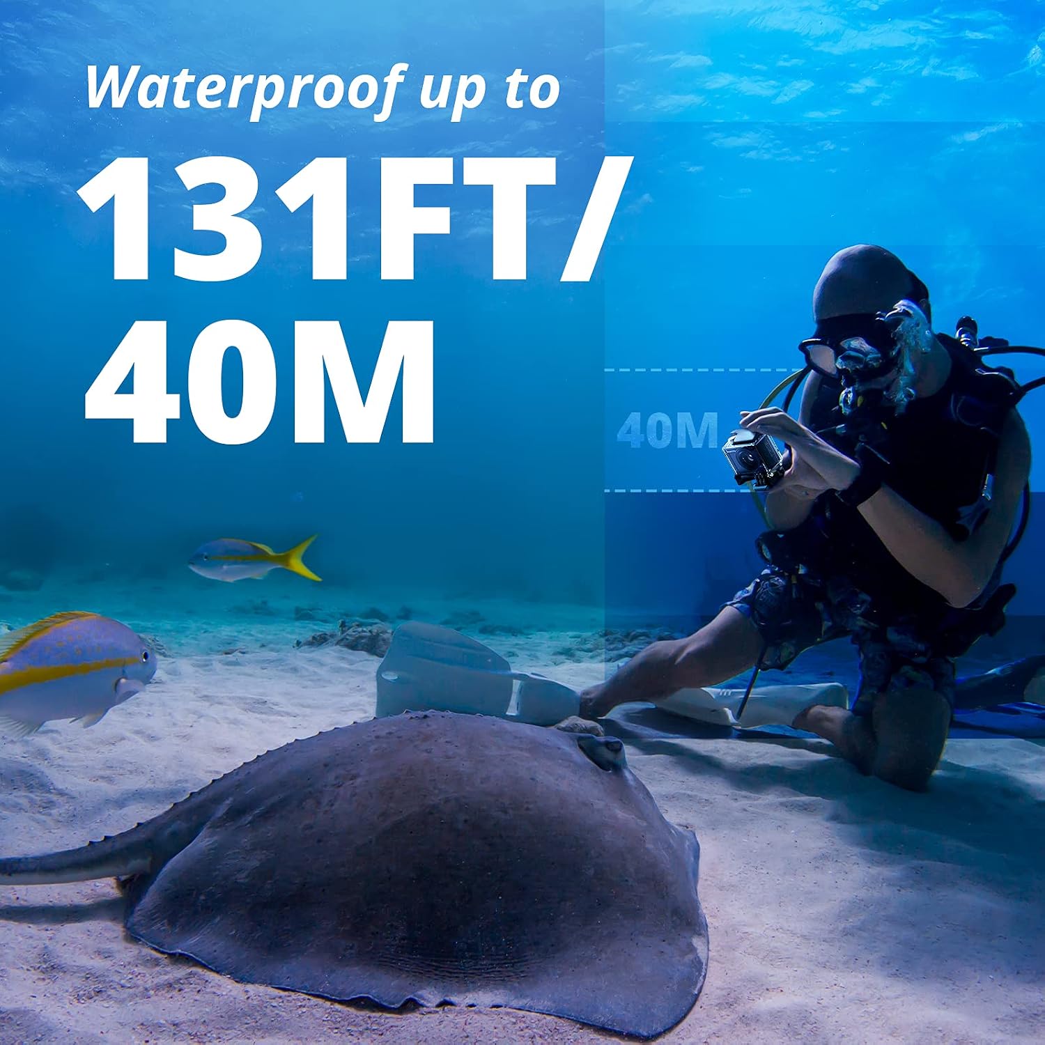 AKASO Action Cam 4K 20MP WiFi 40M Unterwasserkamera Ultra HD Touchscreen 170 ° Einstellbar Weitwinkel, EIS Stabilisierung, 5X Zoom, 2.4G Fernbedienung und 2 Akkus 1350mAh- Brave 4 Pro (Grau) – Bild 6