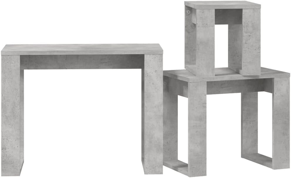 vidaXL Satztisch 3-TLG. Couchtisch Beistelltisch Wohnzimmertisch Sofatisch Kaffeetisch Teetisch Tisch Nachttisch Wohnzimmer Betongrau Holzwerkstoff – Bild 8