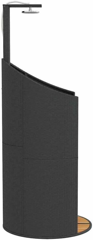 vidaXL Gartendusche Schwarz 100x100x241,5 cm Poly Rattan Akazienholz – Bild 8