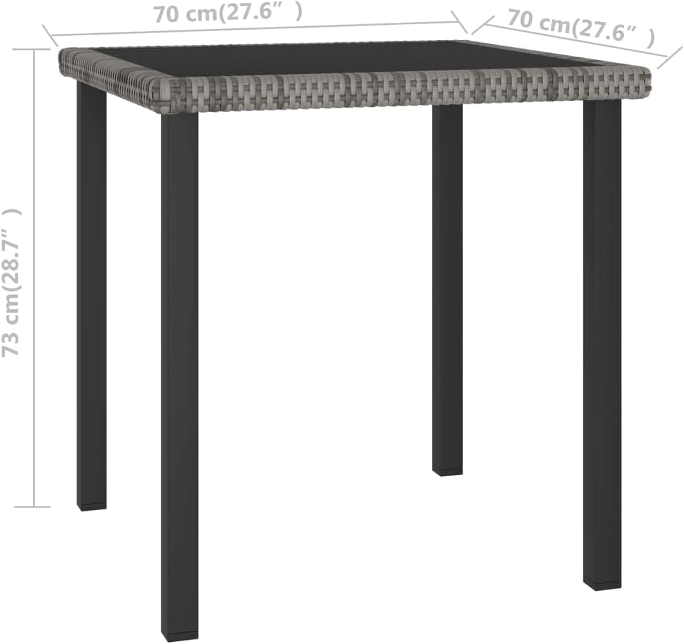 VIDAXL - Garten-Esstisch Grau 70x70x73 cm Poly Rattan – Bild 7