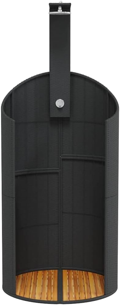 vidaXL Gartendusche Schwarz 100x100x241,5 cm Poly Rattan Akazienholz – Bild 7