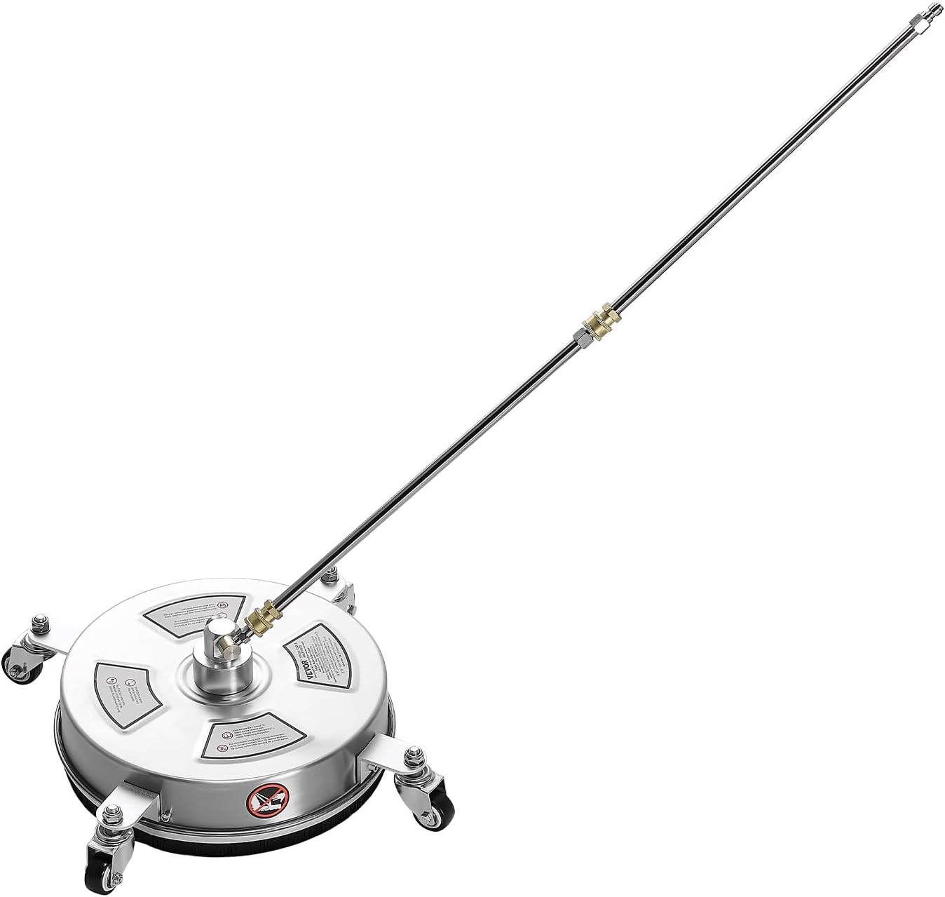 VEVOR 325 mm Hochdruckreiniger, Oberflächenreiniger, Flächenreiniger aus Edelstahl mit 4 Rädern, max. 4000 PSI, 6,35 mm Schnellanschluss, 2 Sprühdüsen, 2 verlängerte Stäbe für Beton, Terrasse, Deck – Bild 10