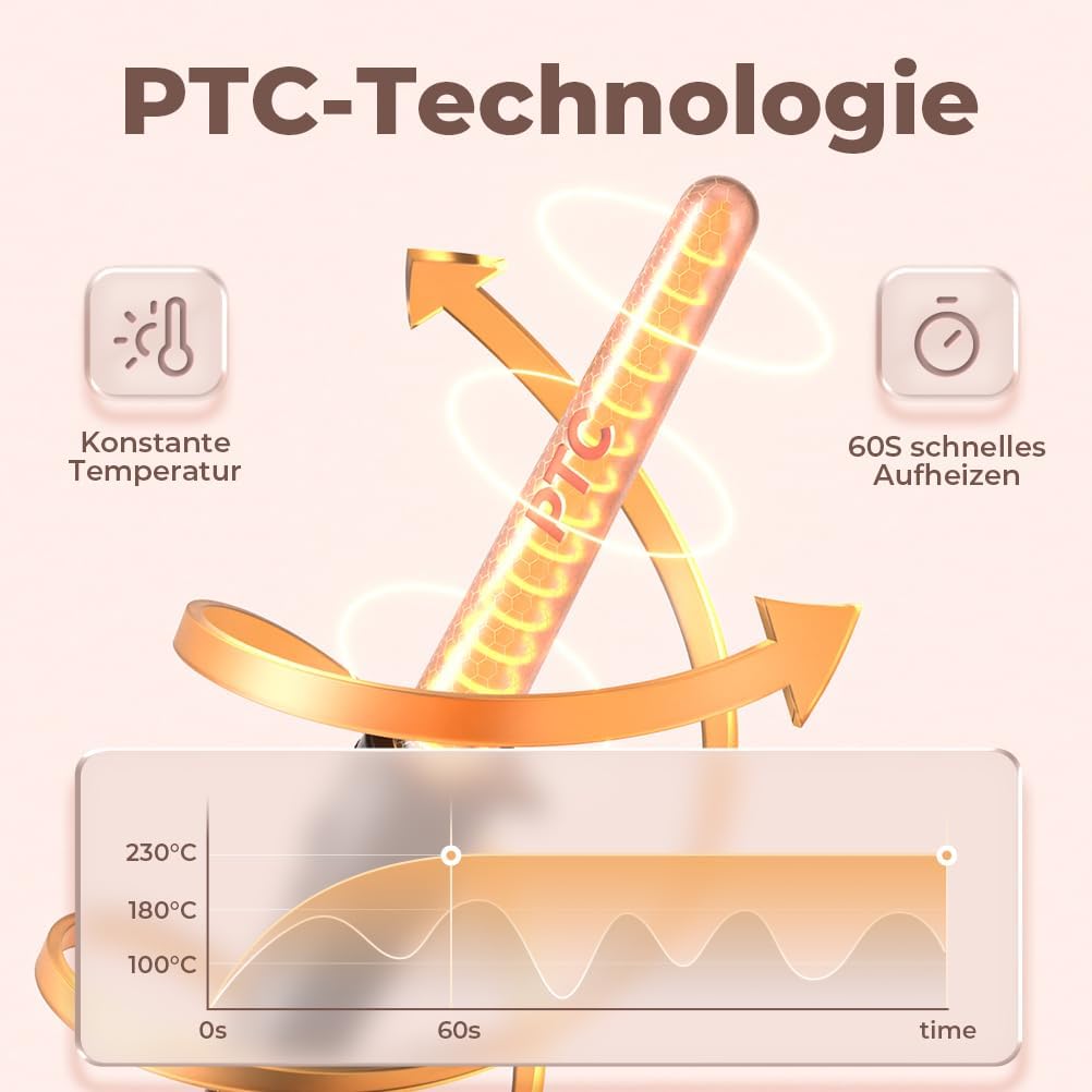 ELEHOT-Store Lockenstab 5 in 1 LCD Keramikbeschichtung Austauschbare Aufsätzen Curling iron mit Handschuhe Einstellbare Temperatur Schnellaufheizung Lockenstäbe ET-W301 – Bild 5