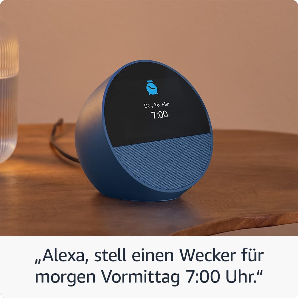 Zertifiziert und generalüberholt Amazon Echo Spot (2024), smarter Wecker mit sattem Klang und Alexa, Schwarz – Bild 5