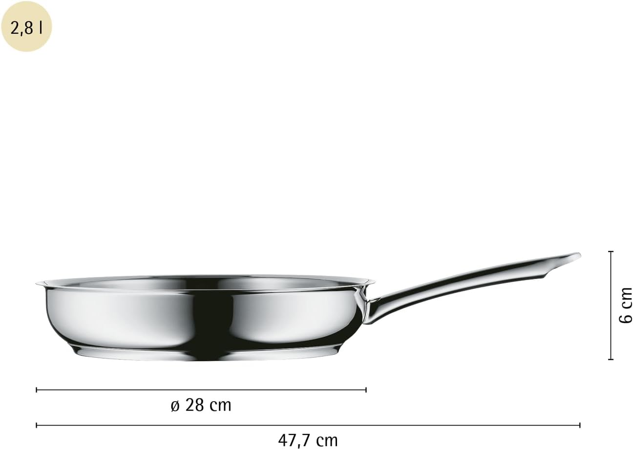 WMF Profi Bratpfanne 28 cm, Edelstahlpfanne unbeschichtet, Cromargan Edelstahl Pfanne Induktion, für alle Herdarten geeignet, backofenfest, spülmaschinengeeignet – Bild 5