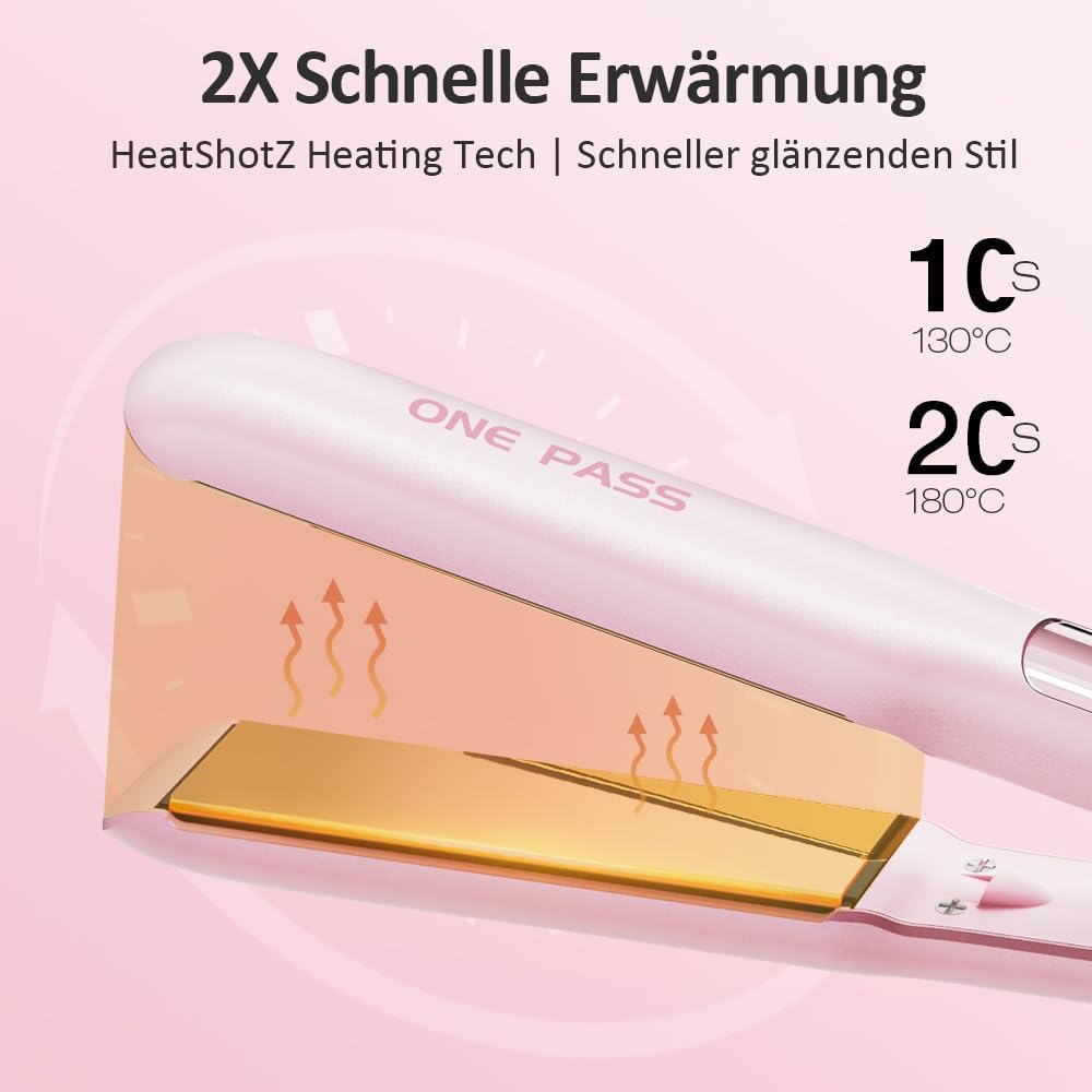 Faszin 2 in 1 Glätteisen Locken und Glätten, Titanplatten Haarglätter – Bild 4
