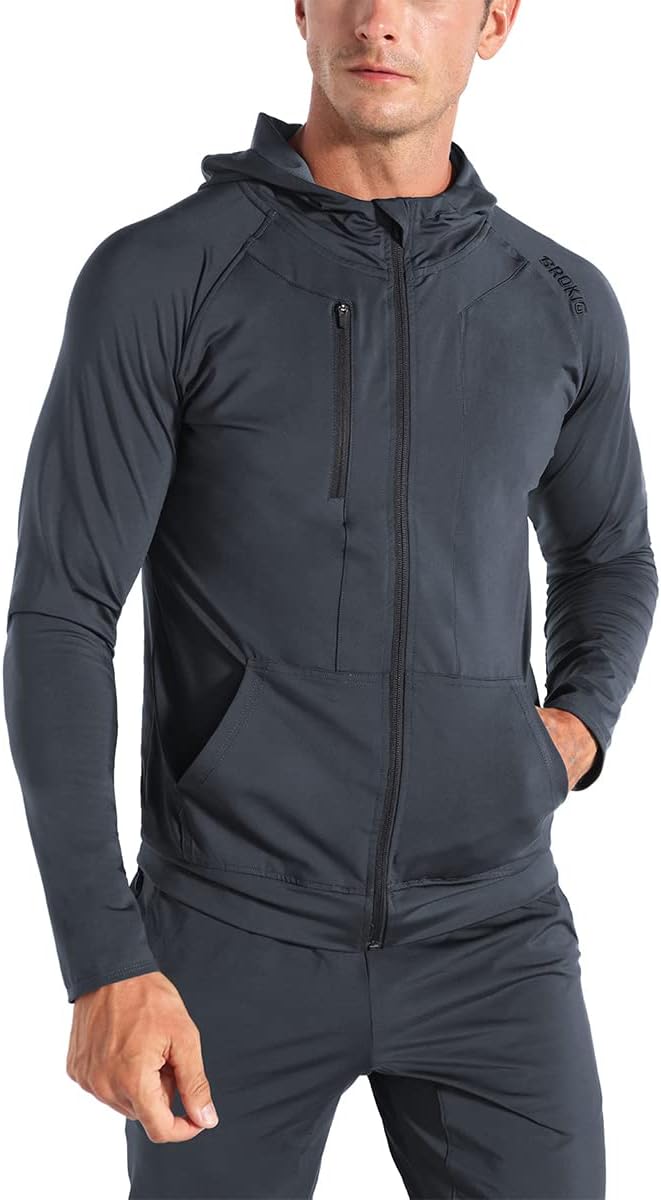 BROKIG Leichte Laufjacke Herren Hoodie Fitness Sportjacke – Bild 4