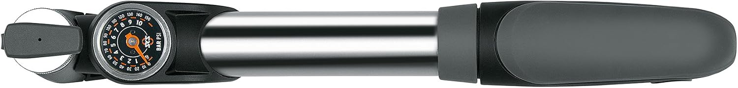 SKS GERMANY INJEX CONTROL Minipumpe (Luftpumpe für alle Ventiltypen, T-Griff mit Teleskopfunktion, Manometer, Ventilklemmhebel, max. Druck: 10 bar/144 PSI) – Bild 2
