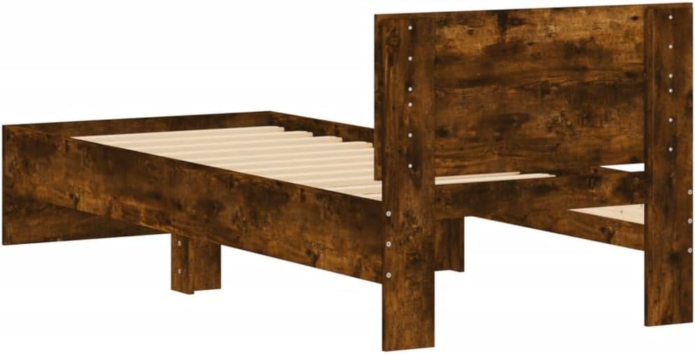 vidaXL Bettgestell mit Kopfteil Räuchereiche 90x190 cm Holzwerkstoff – Bild 7