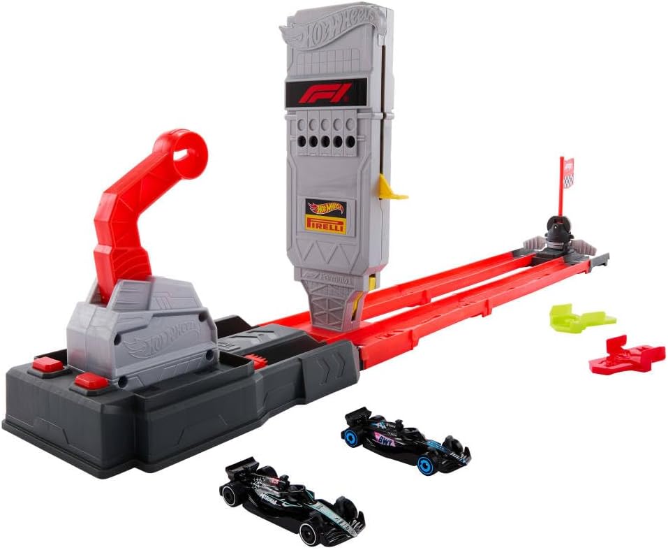 Hot Wheels Racing Formel 1 Startaufstellung Start Streckenset & 2 Spielzeugautos – Bild 4