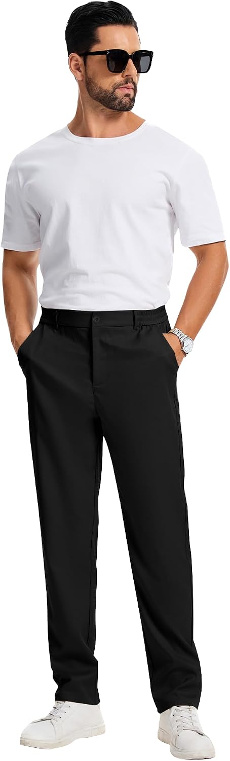 LVCBL Herren Chinohose Stretch Sommer Regular Fit Freizeithose Einfarbig Passform Mit Bundgummi – Bild 4