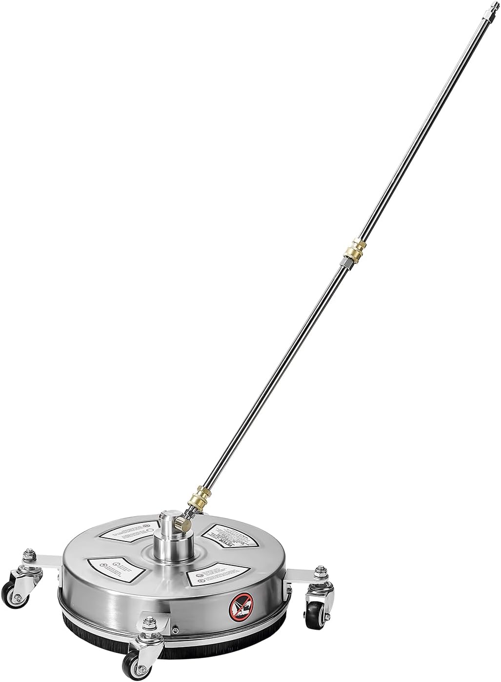 VEVOR 325 mm Hochdruckreiniger, Oberflächenreiniger, Flächenreiniger aus Edelstahl mit 4 Rädern, max. 4000 PSI, 6,35 mm Schnellanschluss, 2 Sprühdüsen, 2 verlängerte Stäbe für Beton, Terrasse, Deck – Bild 11