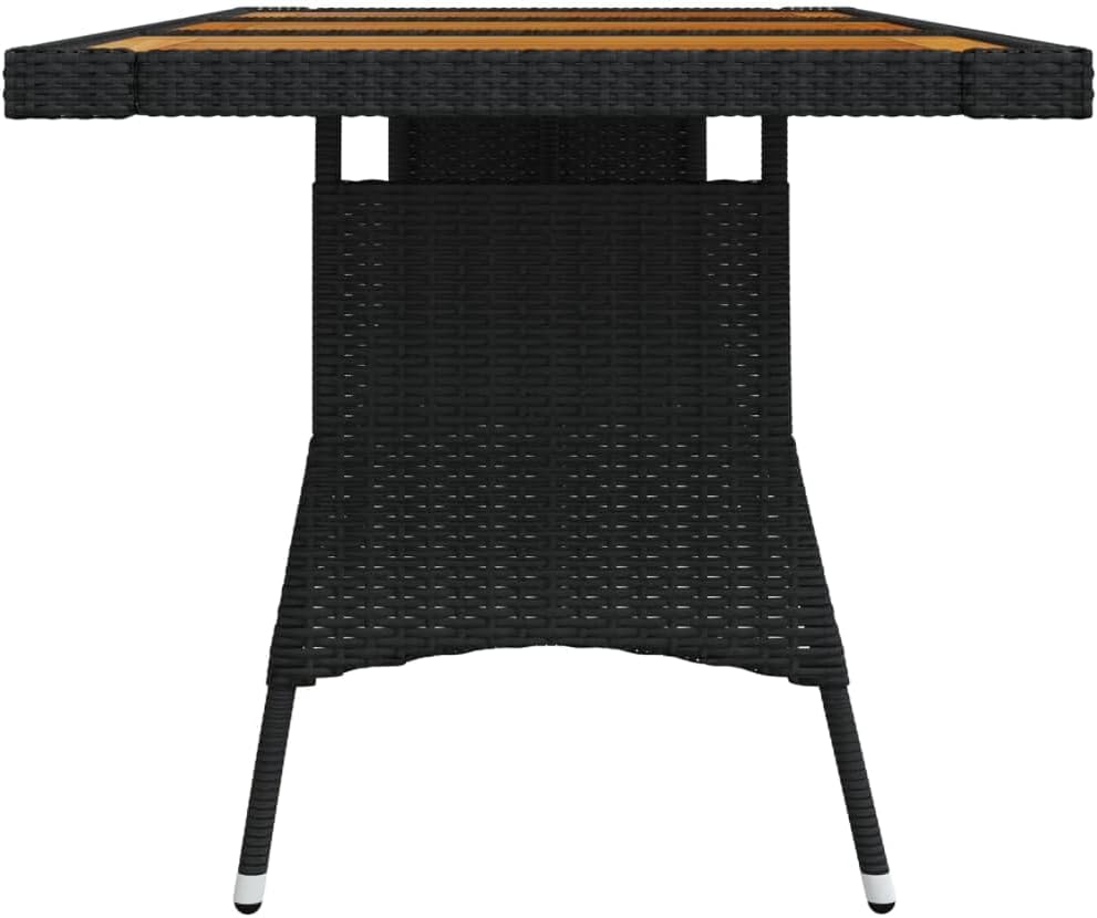 vidaXL Akazienholz Massiv Gartentisch Garten Esstisch Terrassentisch Gartenmöbel Tisch Außentisch Outdoor Schwarz 160x70x72cm Poly Rattan – Bild 5