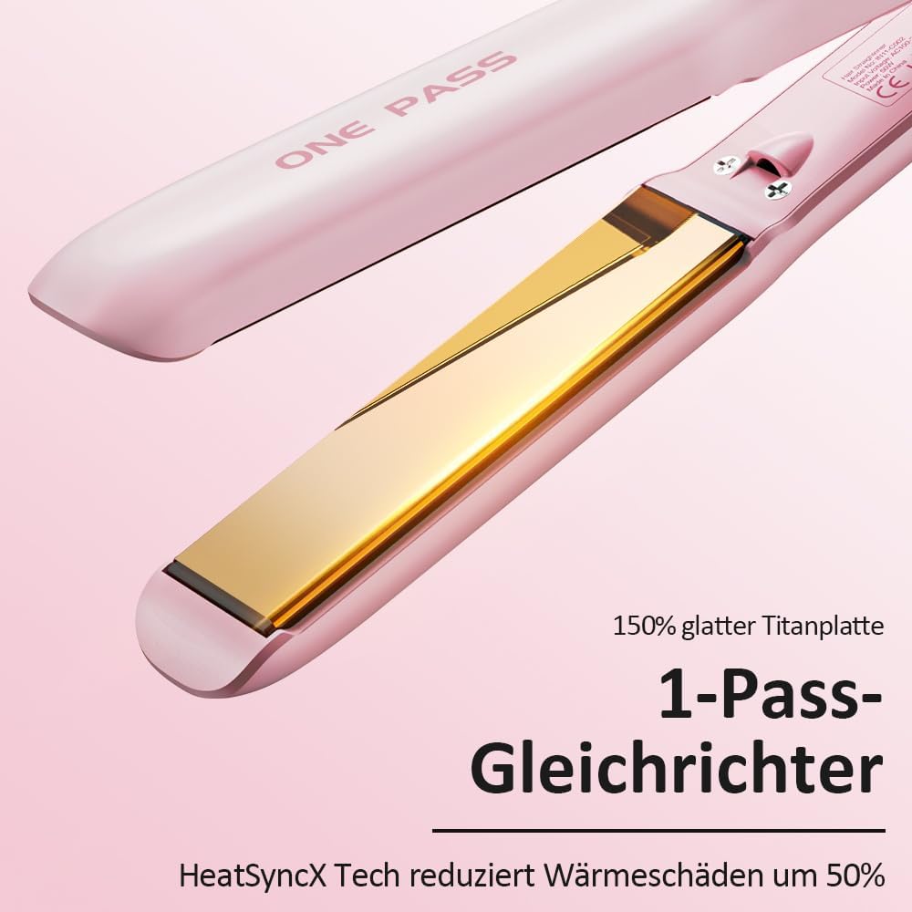 Faszin 2 in 1 Glätteisen Locken und Glätten, Titanplatten Haarglätter – Bild 2