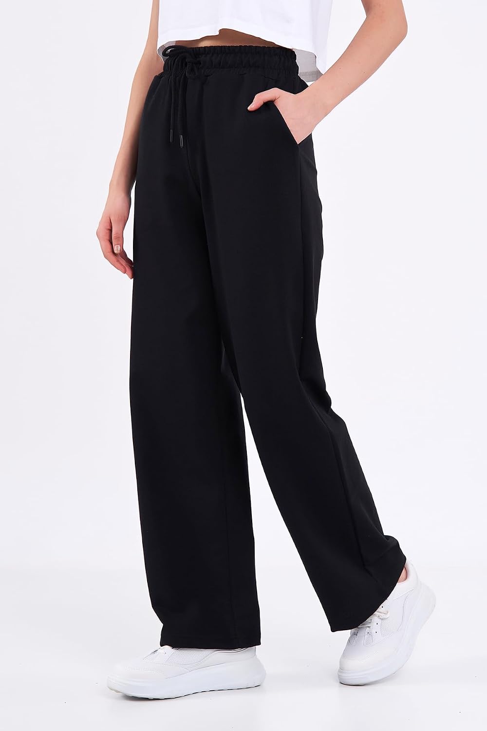 COMEOR Jogginghose Damen Baggy - Sporthose Lang Weites Bein Baumwolle, Trainingshose & Sweatpants mit elastischem Bund, lockere Freizeithose für Yoga, Fitness und Alltag – Bild 3