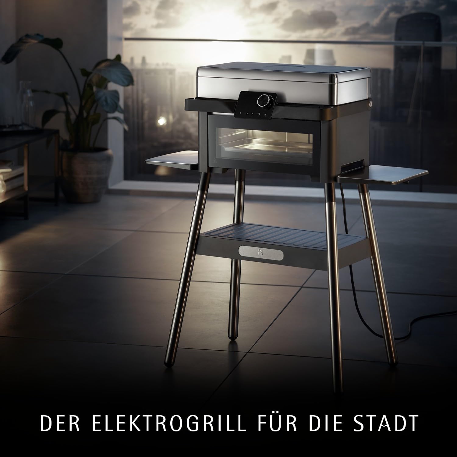 WMF Profi Plus Urban Master Elektrogrill Standgrill – Grill elektrisch bis 340°C, integrierter Backofen bis 200°C, Elektrogrill mit Deckel für Balkon & draußen, 2-in-1 Balkongrill mit Gusseisenplatten – Bild 2