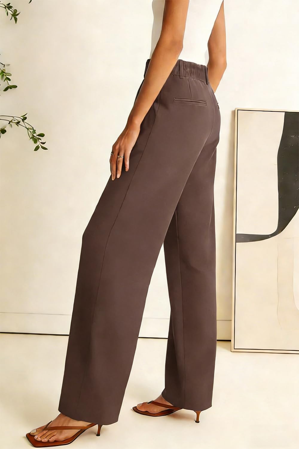 Weite Hose Damen Palazzo Stoffhose Elegant Hohe Taille Business – Bild 6