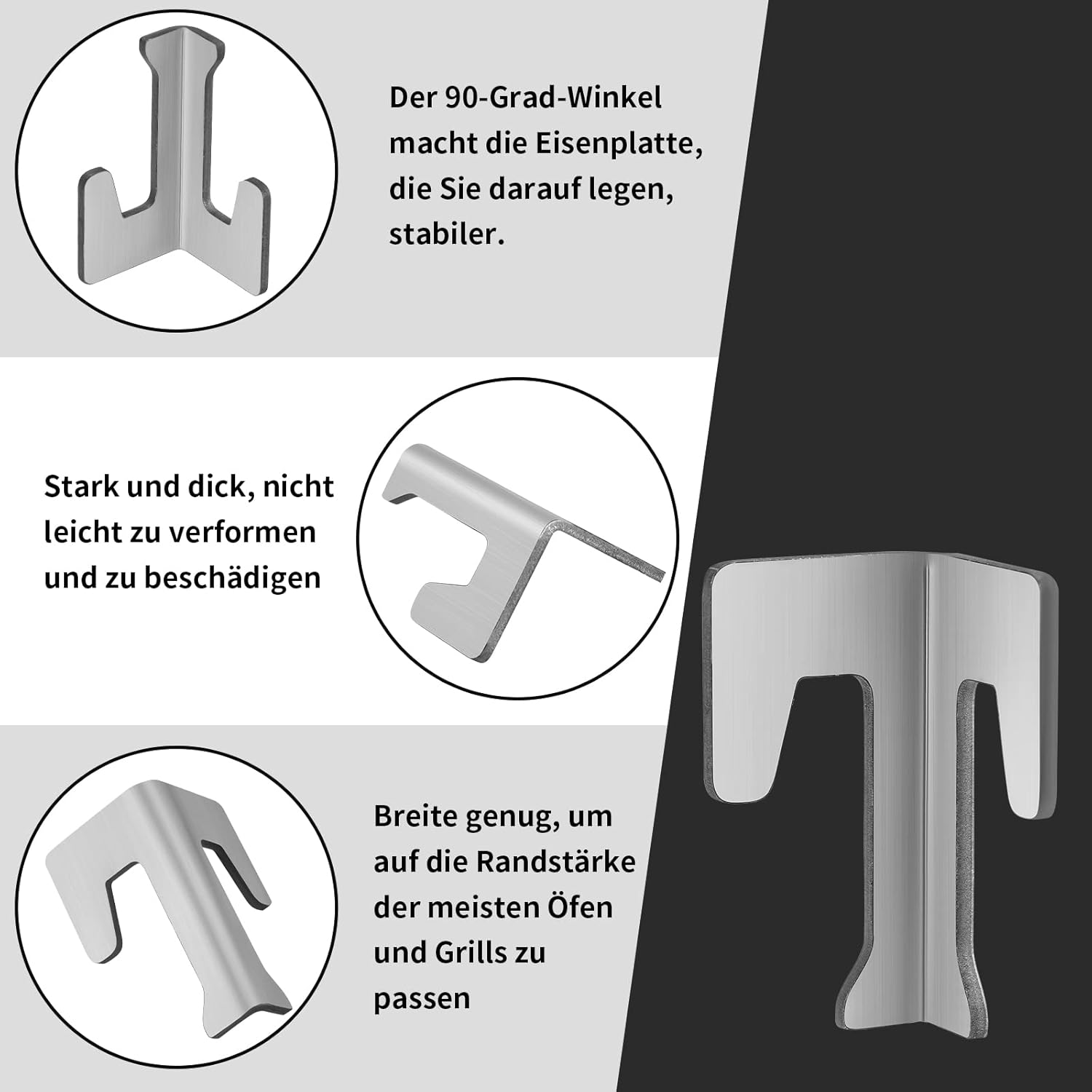 4er Set Universal Feuerplatten Abstandshalter Edelstahl Kugelgrill BBQ Disc – Bild 3