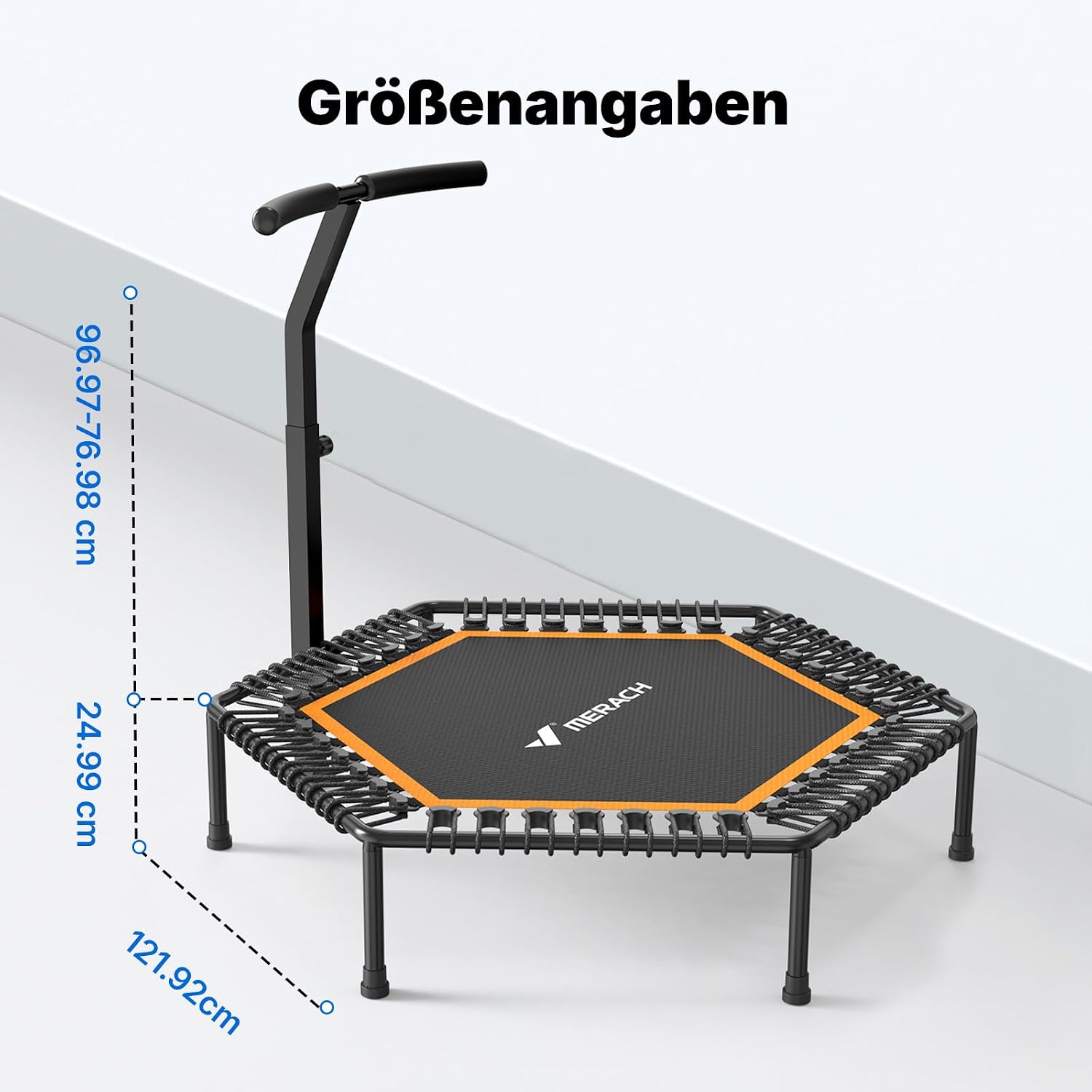 MERACH Trampolin Indoor, 122cm Fitness Trampolin, Bungee-Seilen – Bild 4