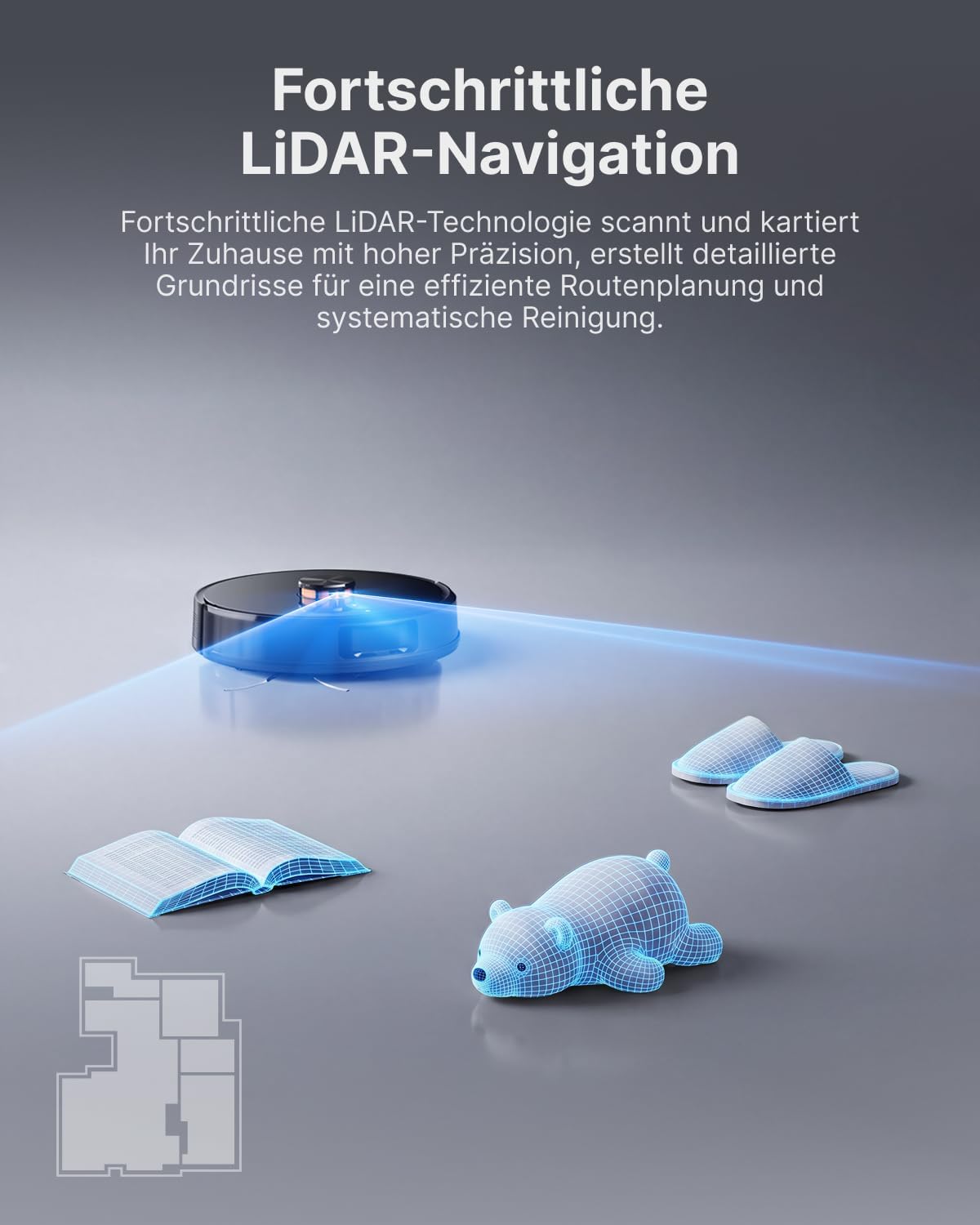VONKO S6 Pro Saugroboter mit Wischfunktion und Absaugstation, 8000Pa Saugkraft,LiDAR 2.0 Laser Navigation,180 Min.Laufzeit,Teppicherkennung,App/Alexa,Ideal für Tierhaare, Hartböden,Schwarz – Bild 5
