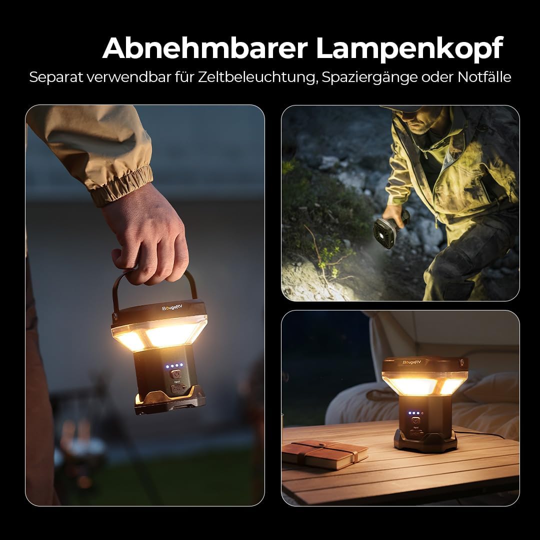 BougeRV Campinglampe CL03, 7-90 Std. Laufzeit, 2,3m Einziehbar, Dunkelgrün – Bild 6