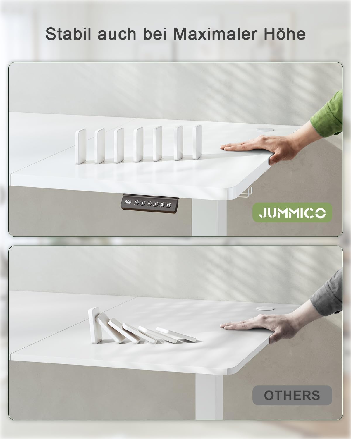 JUMMICO Höhenverstellbarer Schreibtisch 120 x 60 cm, USB-A-Anschluss – Bild 7