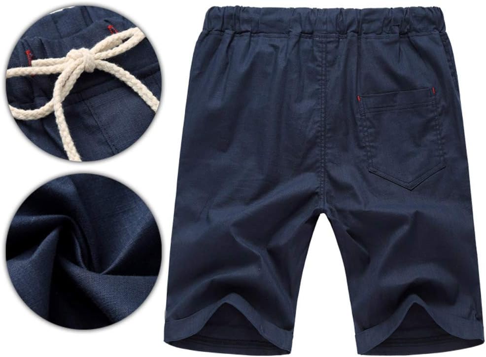 JustSun Kurze Hosen Herren Leinen Shorts Leicht Atmungsaktiv mit Tunnelzug – Bild 3