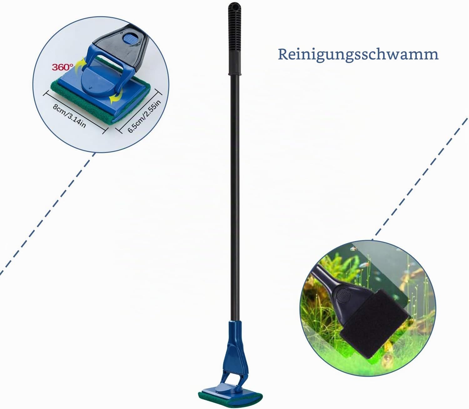 Hohe Qualität 5 in 1 Aquarium Reinigung Werkzeug Set Fischnetz + Kiesrechen + Algen Schaber + Float Gabel + Schwamm zur Reinigung Aquarium Bettgestell Gabel Kies – Bild 5