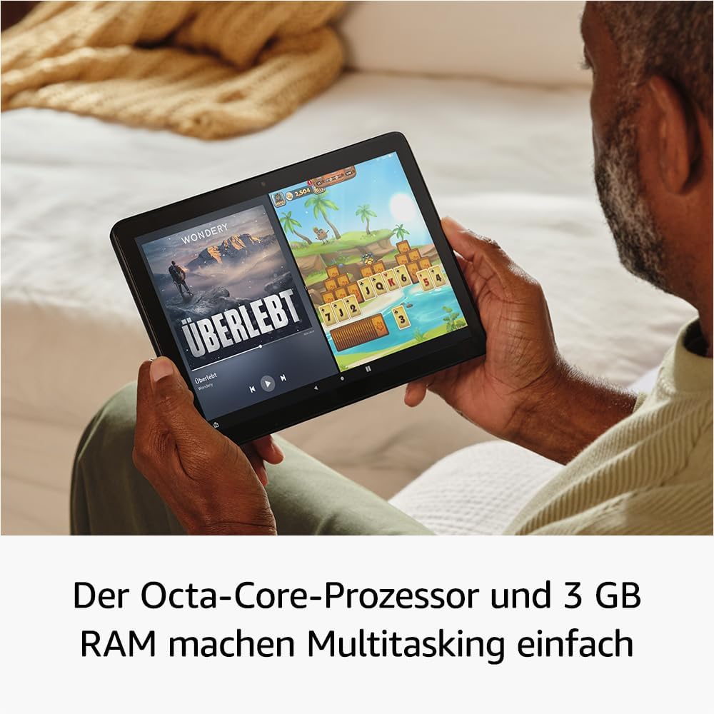 Zertifiziert und generalüberholt Fire HD 10-Tablet, brillantes 10,1-Zoll-Full-HD-Display, Octa-Core-Prozessor, 3 GB RAM, bis zu 13h Akkulaufzeit, 32 GB, schwarz, mit Werbung – Bild 3