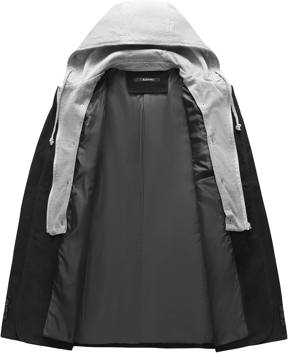 KUDORO Herren Sakko Anzugjacke Slim Fit Freizeit Baumwolle Sportlich Kapuzen Blazer Herren 2 Knöpfe – Bild 2