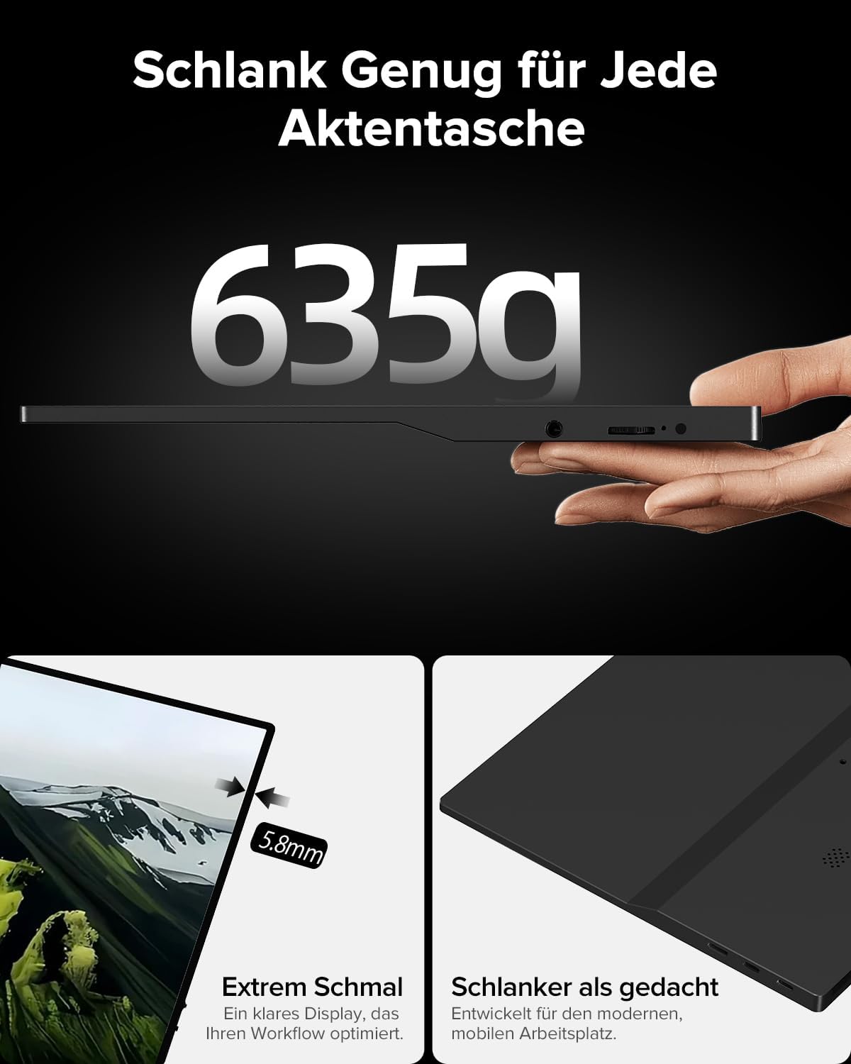 UPERFECT Portable Monitor Touchscreen 15.6" 125% sRGB 2000:1 Kontrast Matt – Bild 4