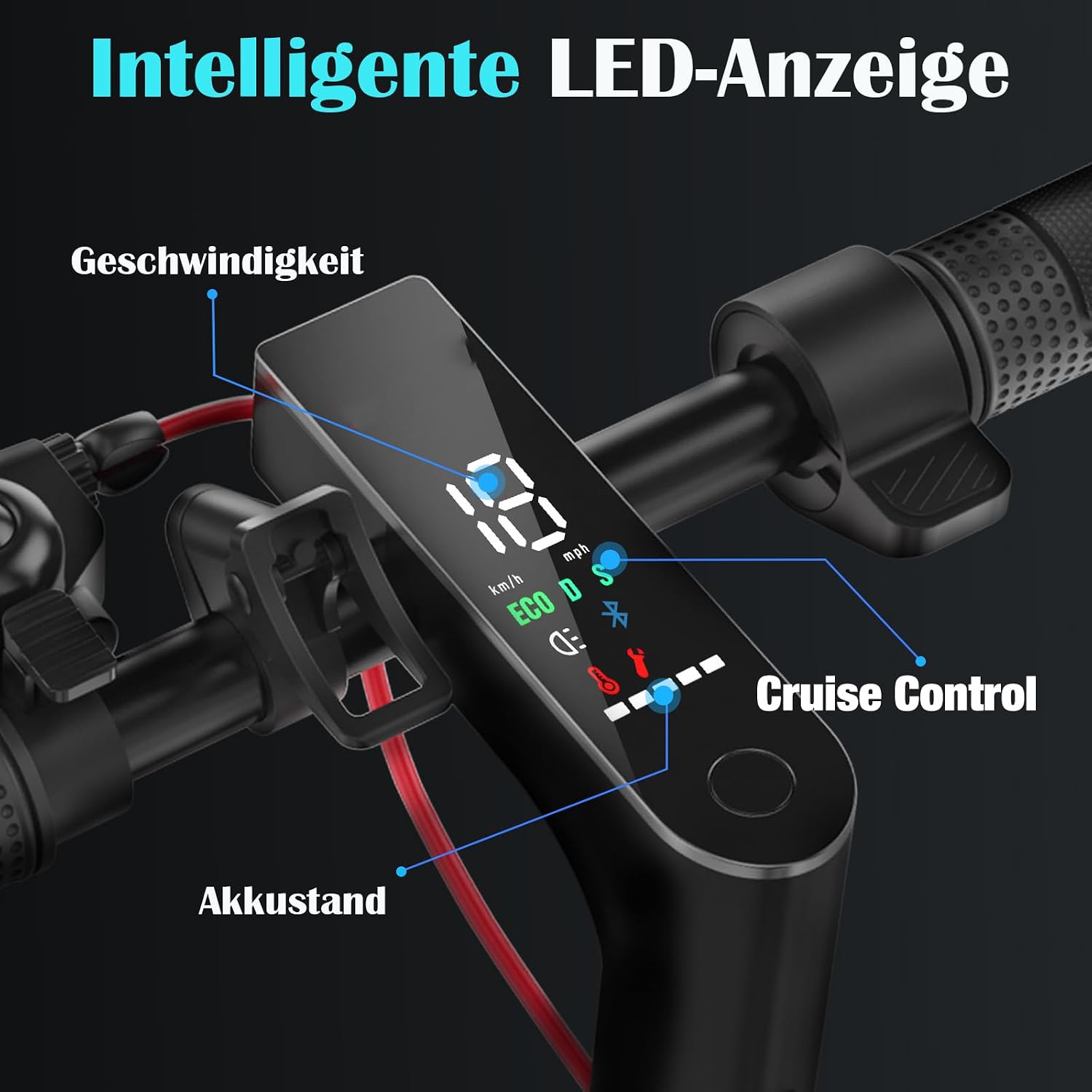 E Scooter mit Straßenzulassung, ABE Elektroroller Belastung bis 120kg, 30 km Reichweite, LED, 20km/h, 350W Motor, 8,5 Zoll Wabenreifen,Duales Bremssystem E Roller für Erwachsene – Bild 3