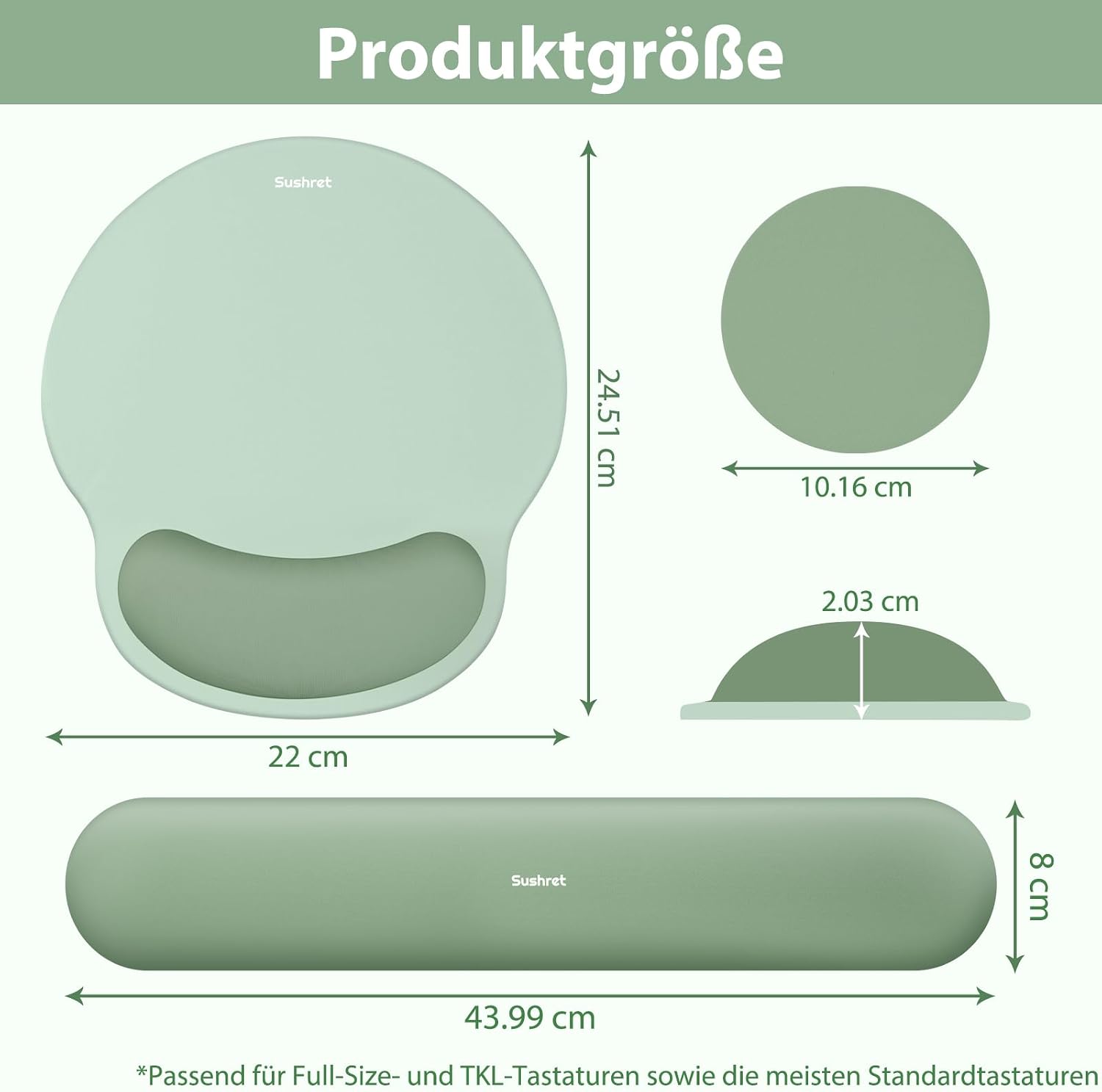 Sushret Mauspad & Tastatur Handballenauflage Set, Memory-Schaum + Gelkissen – Bild 7
