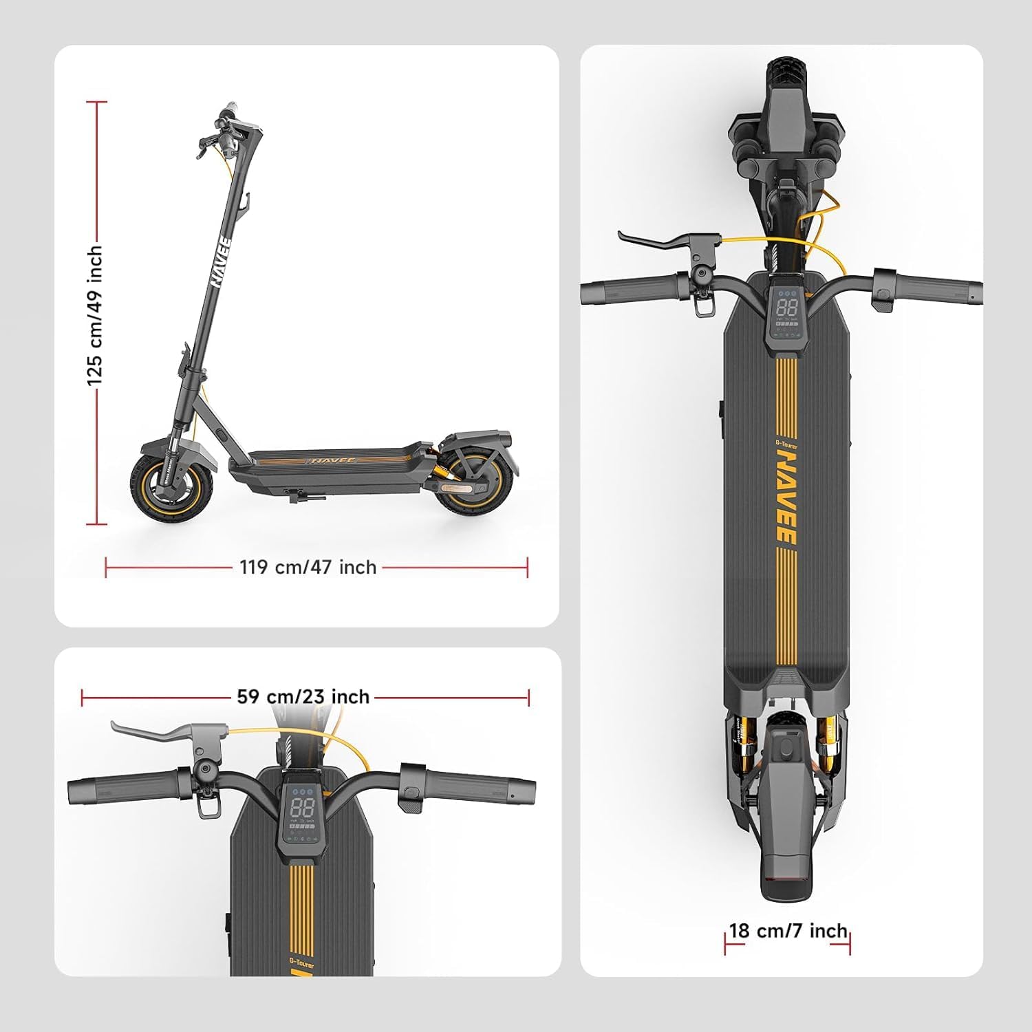 NAVEE ST3,GT3,ST5,GT5,UT5,XT5,N65I,K100 Serie E-Scooter 16 km-110 km Reichweite,Steigungen 18%-28% – Bild 6