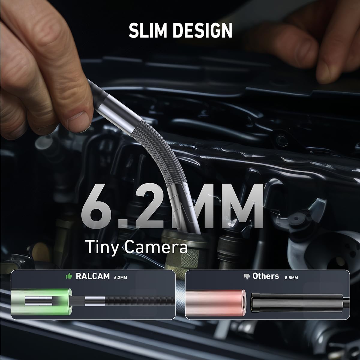 Ralcam Endoskopkamera mit Licht 180°beweglichem Kopf, 4,3" HD Display – Bild 2